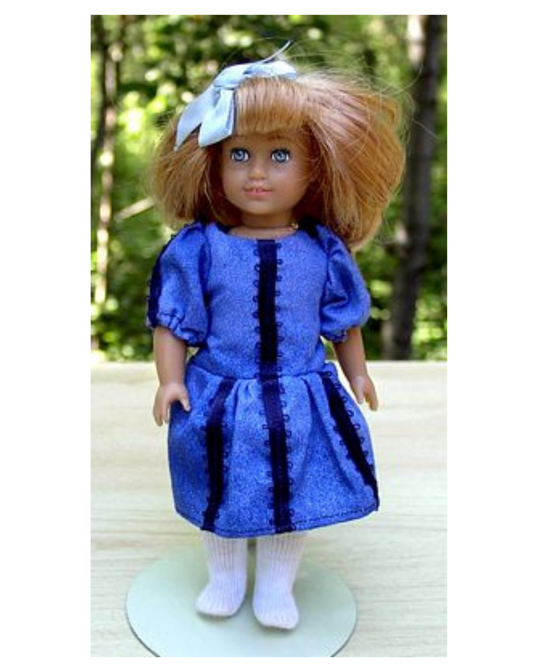 Classic Midnight Blue Sparkling Dress With Ribbon Trim For Mini American Girl Dolls 1 Classic midnight blue sparkling dress with ribbon trim for mini american girl dolls