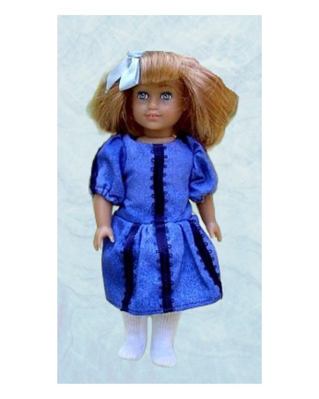 Classic Midnight Blue Sparkling Dress With Ribbon Trim For Mini American Girl Dolls 2 Classic midnight blue sparkling dress with ribbon trim for mini american girl dolls - image 2