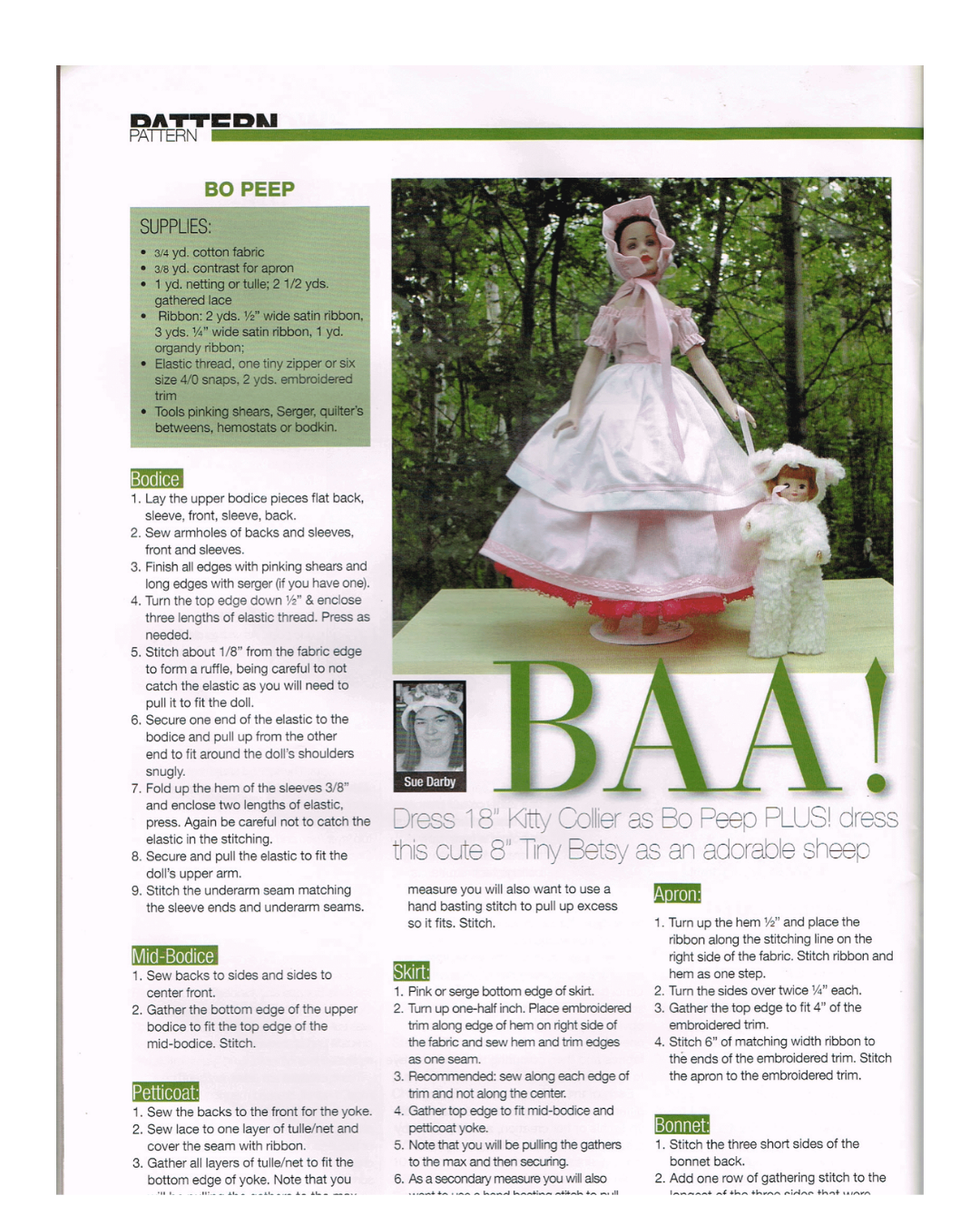Little Bo Peep &Amp; Sheep Doll Clothes Pattern For 18 &Amp; 8 Inch Dolls 2 Little bo peep & sheep doll clothes pattern for 18 & 8 inch dolls - image 2
