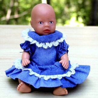 Lacy Blue Doll Dress Pattern: Vintage Style for Mini Baby Born