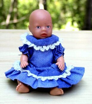 Lacy Blue Doll Dress Pattern: Vintage Style for Your Mini Baby Born